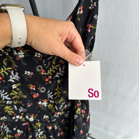 NWT SO Black Floral Straight Leg Jumpsuit / Size XXL - Picture 4 of 6